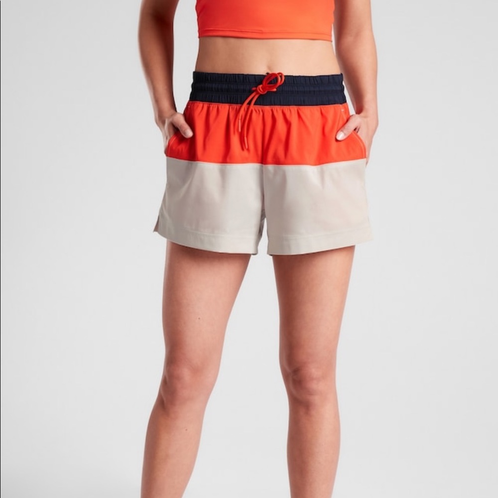 Athleta Women's Athletic Shorts - Orange and Beige